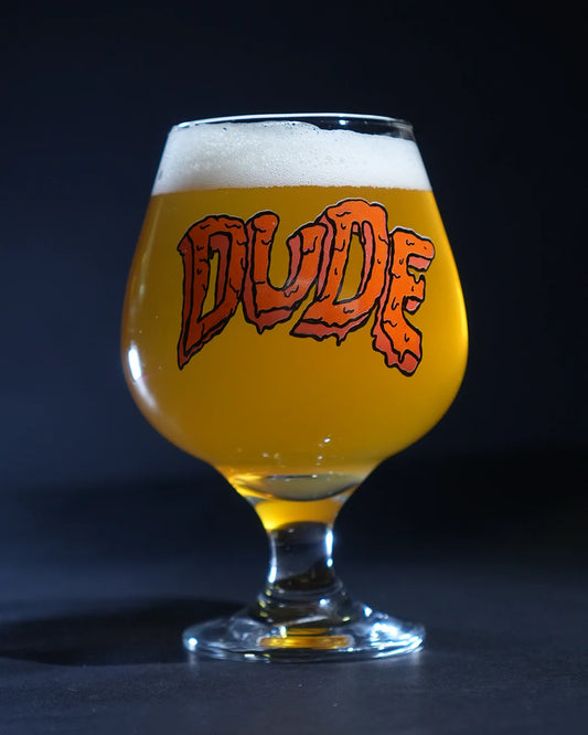 Taça Snifter  Vidro Logo Dude Toxic Laranja 330mL