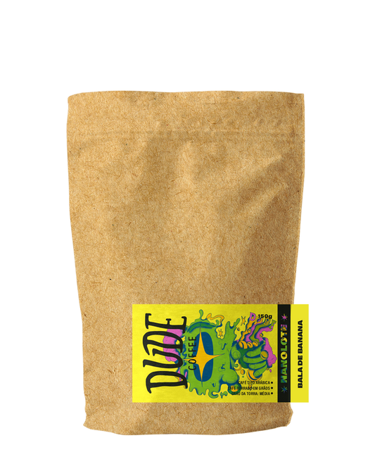 Café Nanolote Bala de Banana  (Bala de Banana, vinho amadeirado e açúcar mascavo)