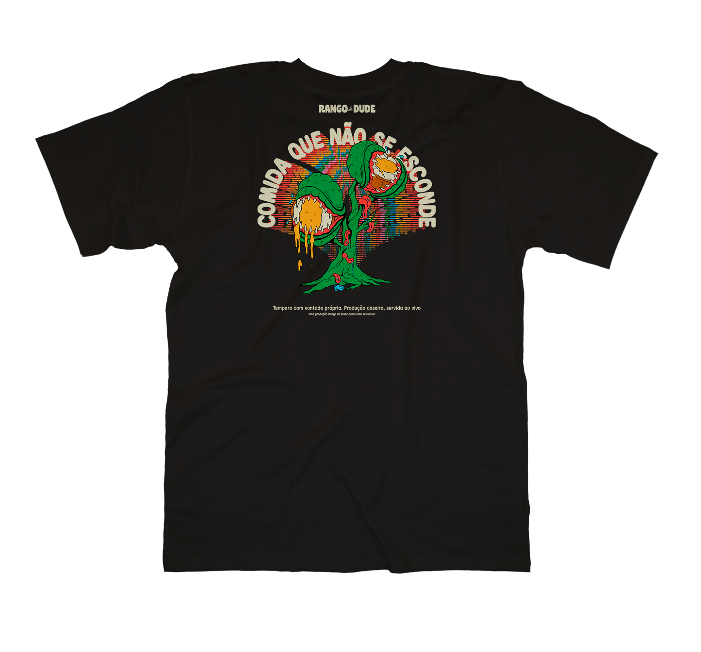 Camiseta Preta Comida Que Não Se Esconde