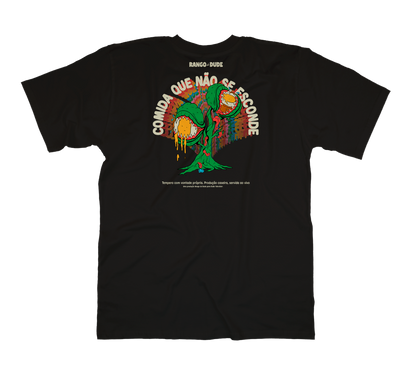 Camiseta Preta Comida Que Não Se Esconde